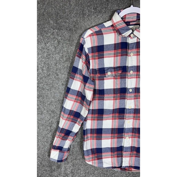 American Eagle Plaid Flannel Shirt Men Size Small Blue Red Long Sleeve Button Up - Picture 7 of 11